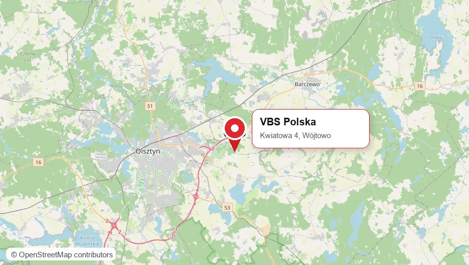 Mapa lokalizacji VBS Polska przy ulicy Kwiatowej 4 w Wójtowie